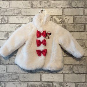 Minnie Mouse White Fur Jacket Size 12-18 Months